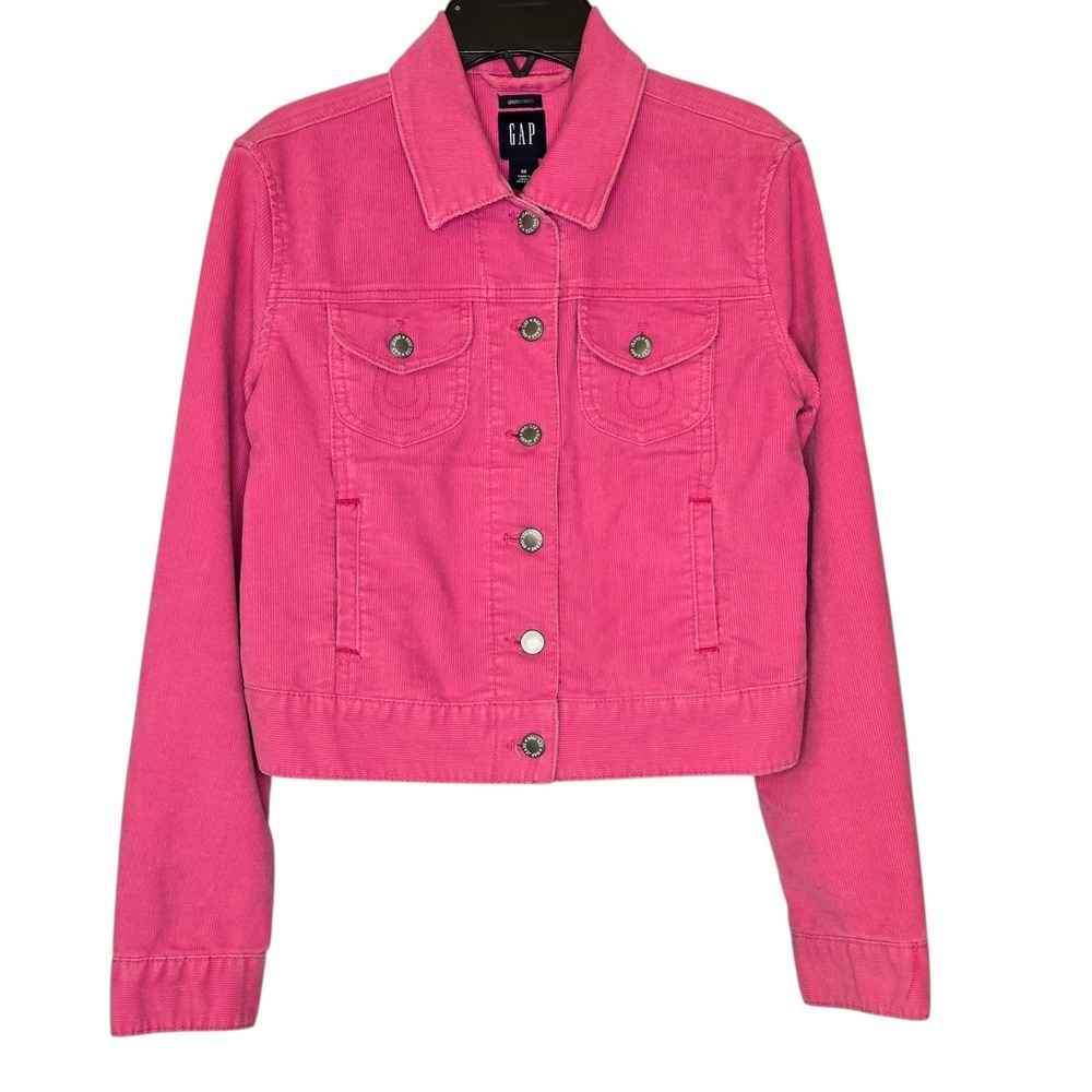 Rare Archival 2006 GAP Hot Pink Corduroy Mini Jacket Y2K Dopamine Dressing Twee